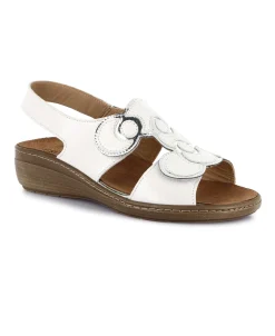 GRUNLAND ESSI SE0215 bianco sandali donna pelle strappi plantare estraibile
