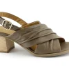 GRUNLAND FARA SA2608 taupe beige sandali donna pelle tacco fibbia re-soft incrocio