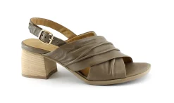GRUNLAND FARA SA2608 taupe beige sandali donna pelle tacco fibbia re-soft incrocio