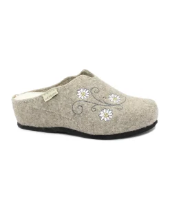 GRUNLAND GABY CI2999 nocciola ciabatte donna zeppa feltro fiore zeppa