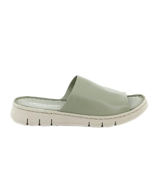 GRUNLAND GITA CI1834 oliva verde ciabatte donna fascia pelle re-soft