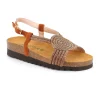 GRUNLAND HOLA SB2287 bronzo sandalo donna strass birk anatomiche cinturino soft