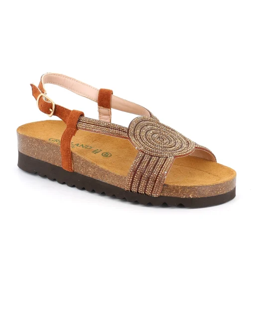 GRUNLAND HOLA SB2287 bronzo sandalo donna strass birk anatomiche cinturino soft