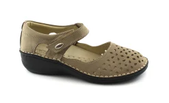 GRUNLAND INES SC3790 corda beige scarpe donna comfort plantare estraibile ballerine cinturino strappo