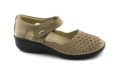 GRUNLAND INES SC3790 corda beige scarpe donna comfort plantare estraibile ballerine cinturino strappo