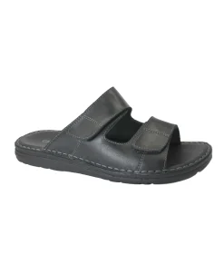 GRUNLAND LAPO CI2691 nero ciabatta uomo pelle strappi fasce
