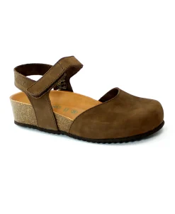 GRUNLAND LECT SB1358 testa di moro sandali donna punta chiusa pelle strappo plantare re-soft