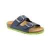 GRUNLAND LUCE CB1537 blu lime ciabatte bambino fibbie birk plantarino anatomico