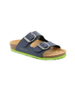 GRUNLAND LUCE CB1537 blu lime ciabatte bambino fibbie birk plantarino anatomico