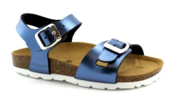 GRUNLAND LUCE SB0393 25/31 blu laminato sandalo bambina fibbie birk pelle