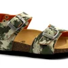 GRUNLAND LUCE SB1226 24/31 oliva arancio militare sandali bambino fibbie pelle