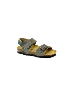 GRUNLAND LUCE SB2145 tortora mix sandalo bambino fibbia strappo soft