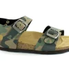 GRUNLAND LUCE SB1680 tortora militare sandali bambino fibbie