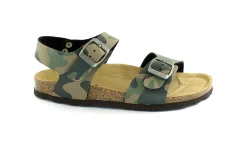 GRUNLAND LUCE SB1680 tortora militare sandali bambino fibbie