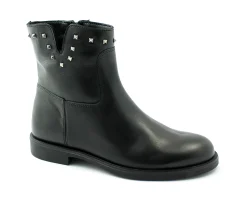 GRUNLAND MODY PO1022 Nero 35/39 stivaletti bambina zip laterale pelle borchie