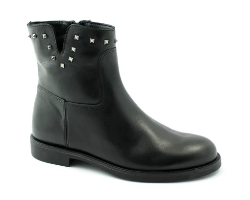 GRUNLAND MODY PO1022 Nero 35/39 stivaletti bambina zip laterale pelle borchie