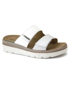 GRUNLAND MOLL CE0458 bianco ciabatte donna pelle strappi plantare estraibile