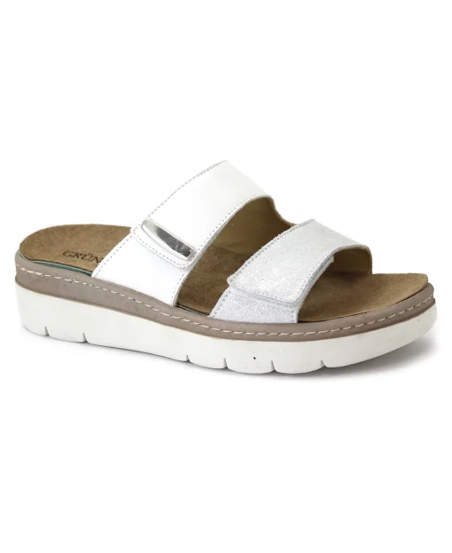GRUNLAND MOLL CE0458 bianco ciabatte donna pelle strappi plantare estraibile