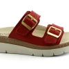 GRUNLAND MOLL CE0241 rosso ciabatte donna pelle fibbie plantare estraibile