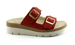 GRUNLAND MOLL CE0241 rosso ciabatte donna pelle fibbie plantare estraibile