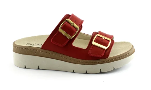 GRUNLAND MOLL CE0241 rosso ciabatte donna pelle fibbie plantare estraibile