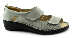 GRUNLAND NESI SC4881 grigio scarpe donna comfort plantare estraibile ballerine cinturino strappo