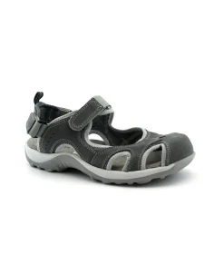 GRUNLAND OLLY SA0522 grigio argento sandali donna strappi pelle punta chiusa