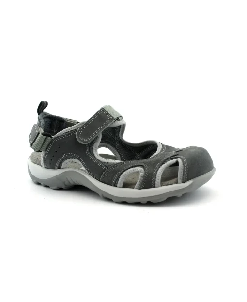GRUNLAND OLLY SA0522 grigio argento sandali donna strappi pelle punta chiusa