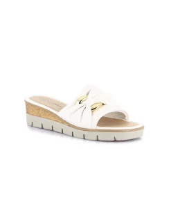 GRUNLAND PAFO CI3695 bianco ciabatte donna pelle plantare in pelle comfort re-soft