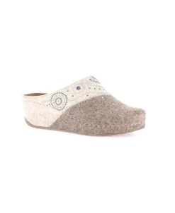GRUNLAND RAPY CI2969 taupe panna ciabatte pantofole donna zeppa feltro plantare comfort re-soft