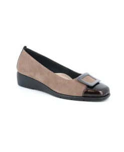 GRUNLAND REES SC5575 taupe scarpe donna ballerina zeppetta pelle