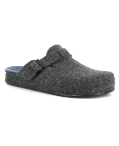 GRUNLAND REPS CI1016 antracite indaco ciabatte uomo panno fibbia