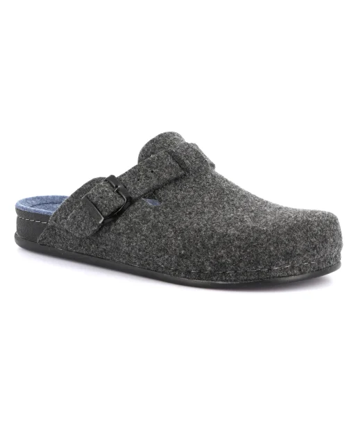 GRUNLAND REPS CI1016 antracite indaco ciabatte uomo panno fibbia