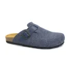 GRUNLAND ROBI CB0185 blu ciabatte uomo plantare anatomico in pelle fibbia
