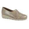 GRUNLAND RYSA SC5656 beige scarpe donna zeppetta elastico montante vernice pelle