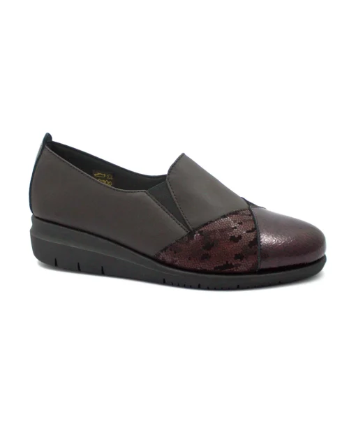 GRUNLAND RYSA SC5565 bordò scarpe donna zeppetta elastici pelle