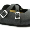 GRUNLAND SARA CB2519 antracite ciabatte donna plantare fibbie intreccio brillantini