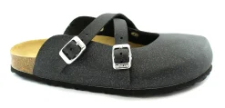 GRUNLAND SARA CB2519 antracite ciabatte donna plantare fibbie intreccio brillantini