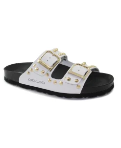 GRUNLAND SARA CB2600 bianco ciabatte donna anatomiche fibbie borchie re-soft