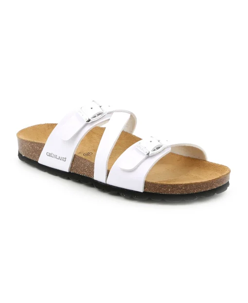 GRUNLAND SARA CB4016 bianco ciabatte donna anatomiche fibbie