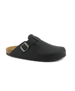 GRUNLAND SARA CB7019 nero ciabatte donna pelle plantare fibbia punta chiusa
