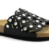 GRUNLAND SARA CB1754 nero ciabatte donna birk una fascia strass