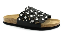 GRUNLAND SARA CB1754 nero ciabatte donna birk una fascia strass