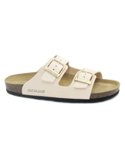 GRUNLAND SARA CB9952 pesca cipria ciabatte donna fibbie pelle re-soft anatomiche