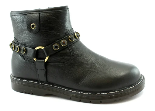 GRUNLAND TABA PO1642 Nero 35/38 stivaletti bambina zip laterale pelle borchie