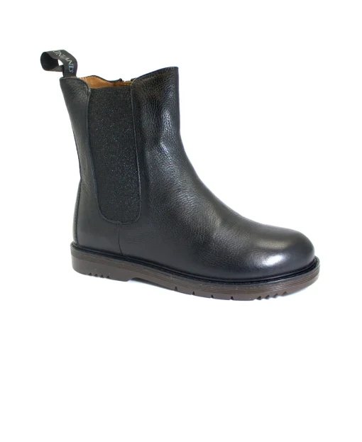 GRUNLAND TABA PO2309 nero stivaletti beatles bambina pelle elastico e zip