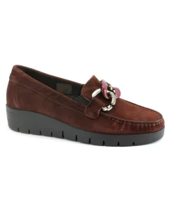 GRUNLAND TAFA SC5601 bordò scarpe donna mocassini catena camoscio zeppa elastici
