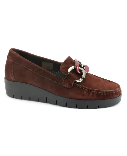 GRUNLAND TAFA SC5601 bordò scarpe donna mocassini catena camoscio zeppa elastici