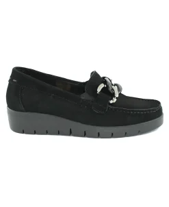 GRUNLAND TAFA SC5601 nero scarpe donna mocassini catena camoscio zeppa elastici