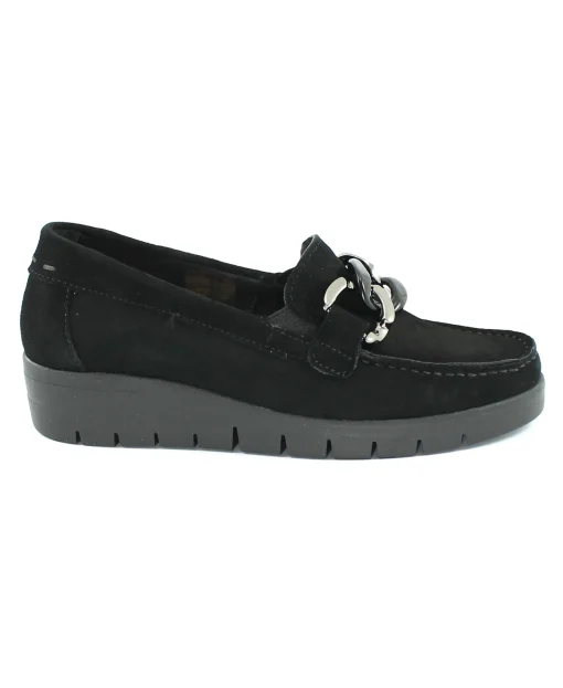 GRUNLAND TAFA SC5601 nero scarpe donna mocassini catena camoscio zeppa elastici